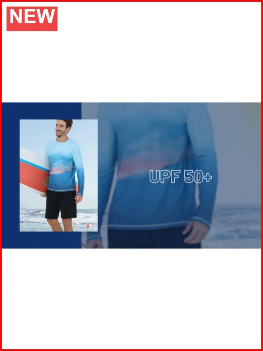 Men's UPF 50+ Long Sleeve Rash Guard Swim Shirt Quick Dry 4-Way Stretch